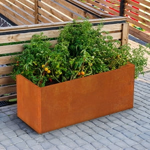 36"x15"x15" Cor ten Steel Planter Box for Outdoor Metal Planters with Drainage Hole Large Rectangualr Planter Box for Front Porch Patio Yard Low Flower Pots, Rusted