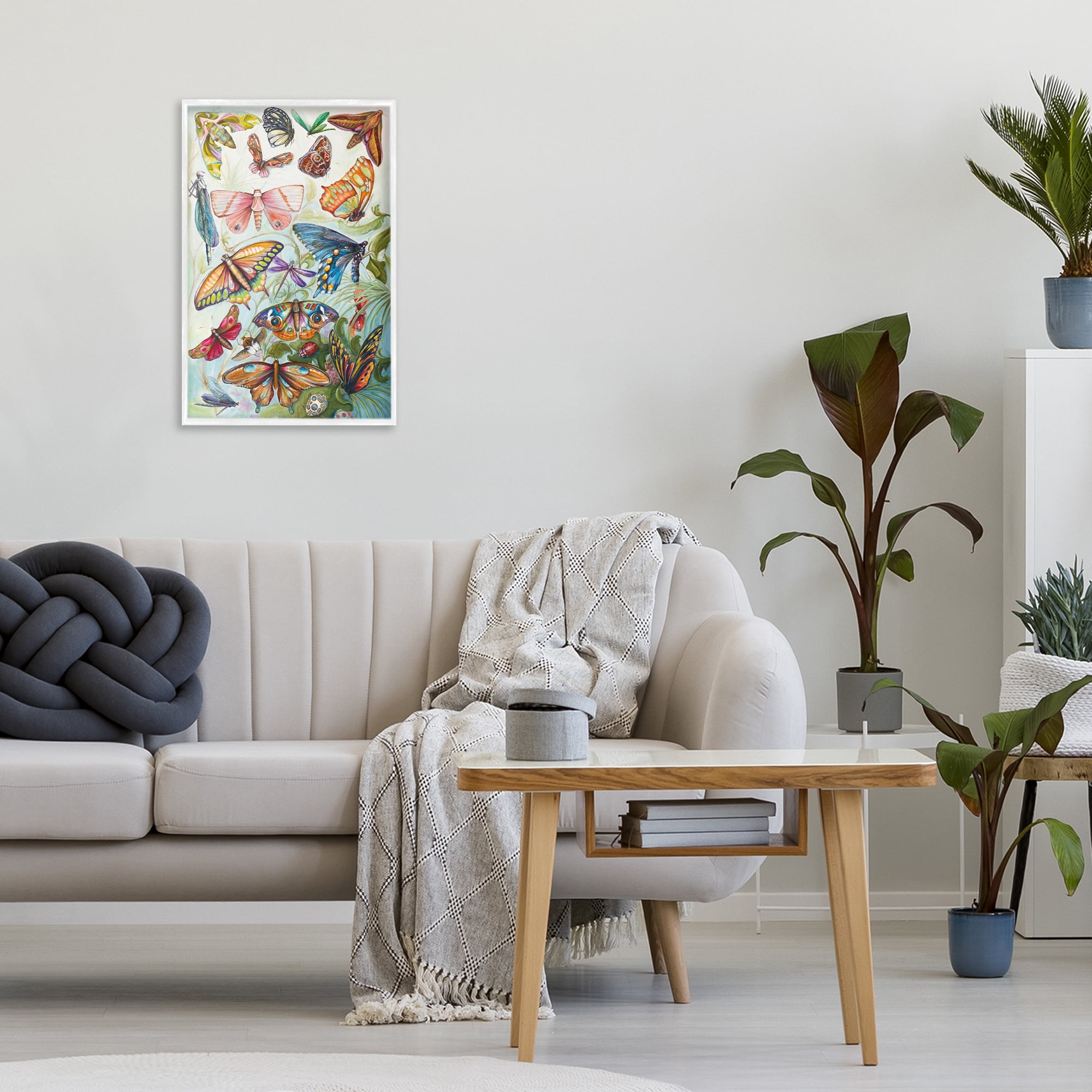 Stupell Industries Colorful Butterfly Conservatory White Framed Giclee Art, design by Diannart