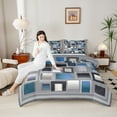 thumbnail image 4 of Homewish Patchwork Geometric Checkered Bedding Comforter Set,Classic Grid Twin Comforter Sets,Gray Blue Bedding Set For Men Women,Super Cozy Room Decor Reversible,2pcs, 4 of 8