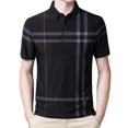thumbnail image 2 of Men Pullover Stripe Wrinkle-free Ice Silk Short Sleeve Slim Fit Shirt for Business, 2 of 8