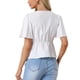thumbnail image 3 of BLUSA PEPLUM INSPIRADA EN CHIC PARA MUJERES CON MANGAS RIZADAS Y DECORACIÓN DE LAZO EN CUELLO EN V PROFUNDO TALLA XL BLANCA, 3 of 6