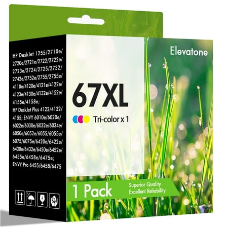 67XL Ink Cartridges Compatible for HP 67 67XL Color Ink for OfficeJet 2755e 2755 4155 2722 2723 2724 2725 2732 Envy 6055 6455 6458 6475 Printer Ink (1 Pack Tri-color)