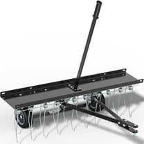 RVNI 40 in Dethatcher Tow Behind Lawn Rake Sweeper with Transport Handle Rust proof Height Adjustable Steel Black