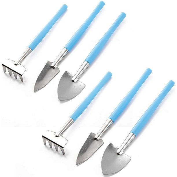 Mini Gardening Tools Set 6 Pcs Set Mini Gardening Tool Mini Rake Trowel and Shovel for Flowerpot Succulents Plants Bonsai and Planting