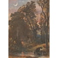 thumbnail image 2 of Samuel Palmer 14x18 Gold Ornate Wood Frame and Double Matted Museum Art Print Titled - Evening, Cattle Watering, 2 of 4