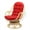 Natural (Burgundy Cushion), variant on Bali Lounge Swivel Rocking Chair with Floral Cushion Natural Rattan Wicker Handmade, Natural Color