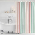 thumbnail image 4 of Coral Cyan Stripe Waterproof Fabric Shower Curtain,Geometric Grey White Vertical Striped Waterproof Fabric Shower Curtain for Bathroom Curtains Bathtubs Shower Curtains with 12 Hooks Long 72x78in, 4 of 8