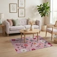 thumbnail image 2 of ODIKA 4'x6' Pink Soft Floral Elegance for Romantic Washable Area Rug Delicate Garden Motifs with Timeless Charm Non-Slip, Chair-Friendly, Flatwoven for Home Office, Under Desk, 2 of 6