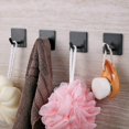 thumbnail image 3 of Ganchos para puerta de ducha, 4 piezas, gancho doble de acero inoxidable para pared de ducha, colgador de toallas, sin perforaciones, sin marco para baño, color negro, 3 of 5