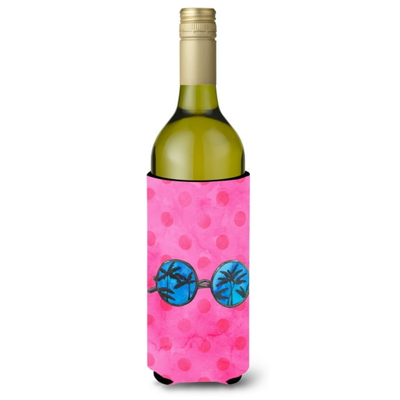 Carolines Treasures BB8179LITERK Sunglasses Pink Polkadot Wine Bottle Beverge Insulator Hugger Wine Bottle multicolor