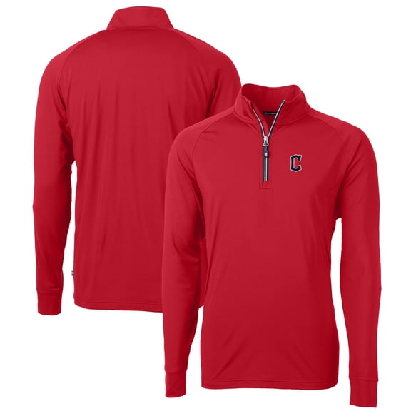 Men's Cutter & Buck Red Cleveland Guardians Big & Tall Adapt Eco Knit Stretch Recycled Quarter-Zip Pullover Top