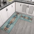 thumbnail image 3 of Kitchen Rugs and Mats Non Skid Washable Boho Blue Carpet Kitchen Mat and Rug Set,Floor Cushion Waterproof Rug,Rubber Backed Area Rugs for Kitchen Laundry, 3 of 7