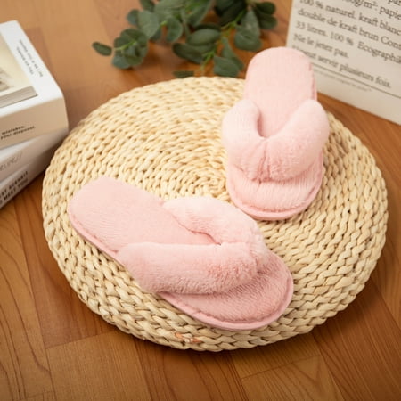 

Women s Fuzzy Fur Slippers Soft Comfy Flat Sandals Open Toe Flip Flop Slides Anti-Slip Spa Shoes for Indoor Outdoor