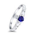thumbnail image 2 of Claddagh Heart Promise Ring Blue Sapphire CZ 925 Sterling Silver Size 1, 2 of 7