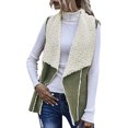 thumbnail image 2 of Dezsed Womens Fuzzy Fleece Vest Jackets Clearance Women Fashion Wear Solid Sleeveless Reversible Suede Vests With Large Lapels Green XL, 2 of 5