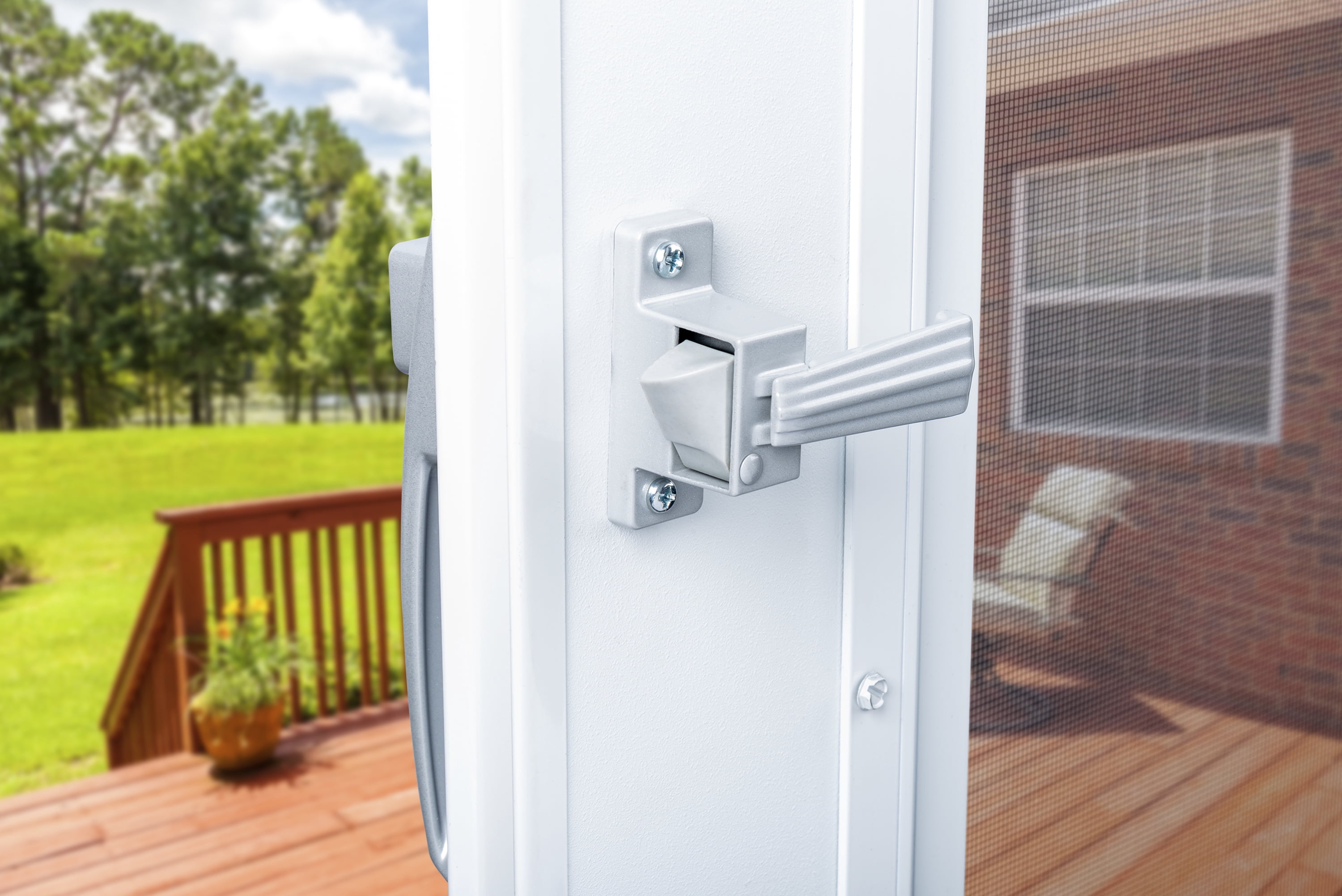 Wright Products Push-Button Screen Door Latch, Aluminum, for Out-Swinging Wood and Metal Doors