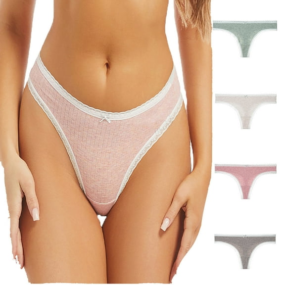 Bovxnpu Womens Underwear Plus Size Panties, Seamless Thongs for Women Activewear, Women's Sports Yoga Lace Underwear Low Waist Seamless Underwear Plus Size Thong L