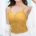 thumbnail image 2 of OGLCCG Women's Lace Camisole with Built-in Padded Bra Adjustable Spaghetti Straps V Neck Crop Cami Top Summer Basic Layering Top,XXXL,Yellow, 2 of 8