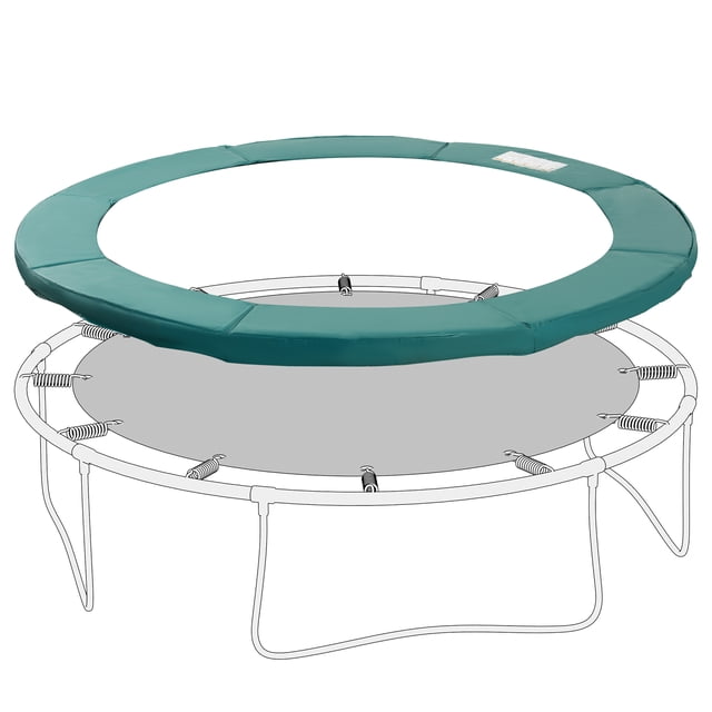 CoSoTower Coussin de Remplacement pour Trampoline de 14 Pi, Housse de Ressort Φ168 Pouces, Coussin de Sécurité Rond Universel Résistant à l'Eau pour Trampoline, Sans Trous pour Poteau, Vert