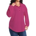 thumbnail image 6 of Cuteduck Women's Plus Size Waffle Knit Tops Henley Long Sleeve Fall Casual Shirts 1X-5X, 6 of 7