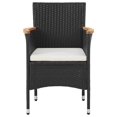 thumbnail image 2 of vidaXL 3 Piece Garden Dining Set Poly Rattan Black, 2 of 4