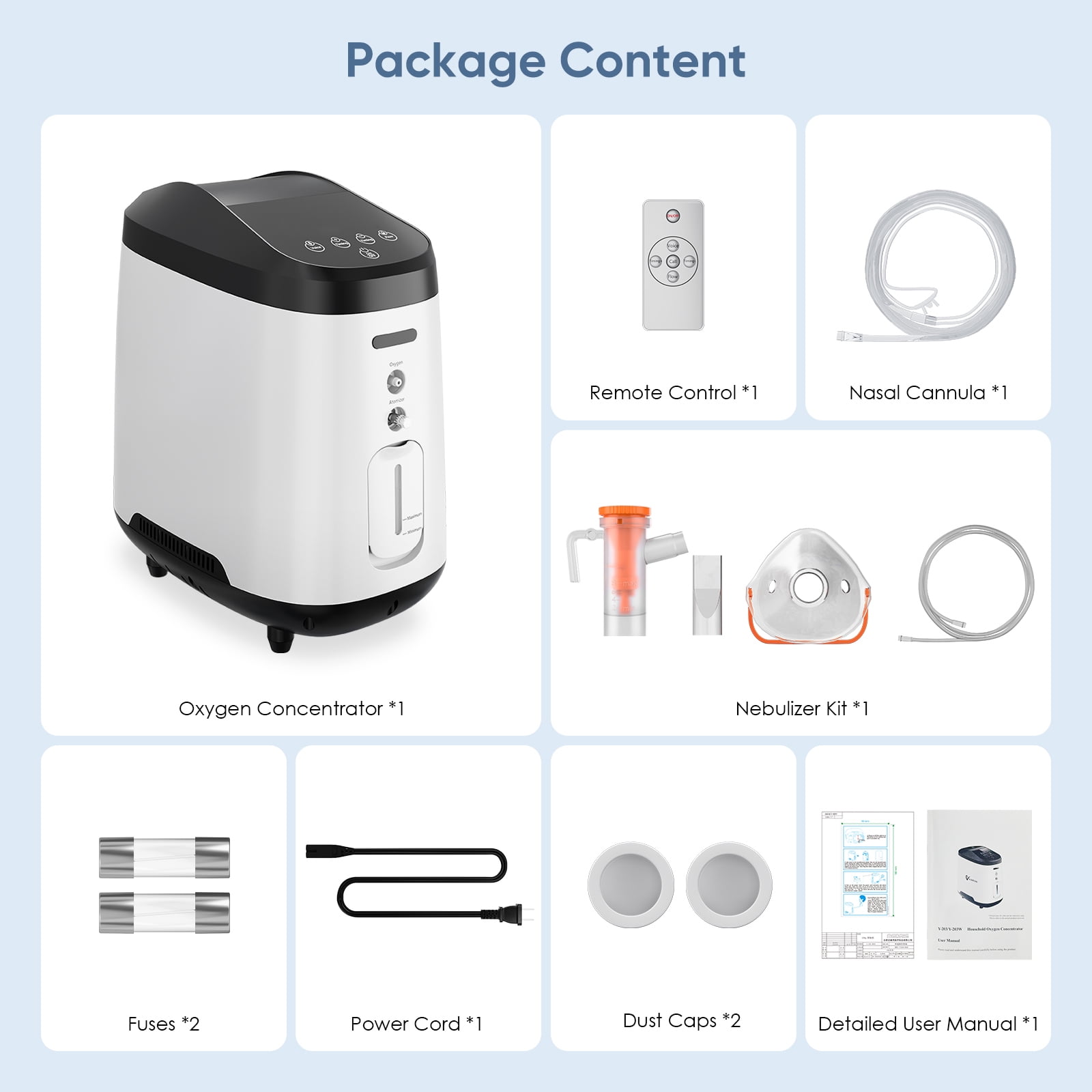 1-9LOxygen&generator Tube &filters 𝗐𝗂th Accessories-(24Hrs) Quiet(All-Age Use) Concentrator de oxigeno for home use,12𝑙𝑏𝑠 Lightwei H206