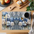 thumbnail image 2 of Oil Painting Floral Placemats Set of 6, Blue White Hydrangeas Peony Non-Slip Place Mats Washable Table Mats for Kitchen Dining Table Decorations Indoor/Outdoor, 2 of 9