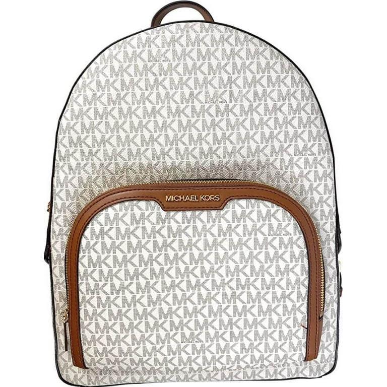 Michael Kors Jaycee Large Vanilla Leather Zip Pocket Backpack