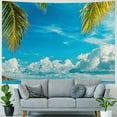 thumbnail image 4 of BCIIG Beach view tapestry, tropical ocean island palm tree seaside tapestry, suitable for living room summer window wall hanging tapestry decoration 40x30inch, 4 of 6