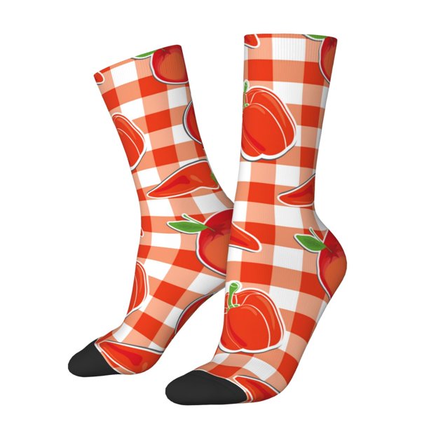 Balery Tomatoes And Chili Calcetas Largas con Estampado para Hombre y Mujer – Suaves y Transpirables, Talla Única (US 5-11)