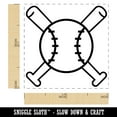 thumbnail image 2 of Baseball Crossed Bats Self-Inking Rubber Stamp Ink Stamper - Green Ink - Small 1 Inch, 2 of 7