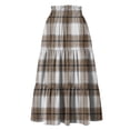 thumbnail image 5 of Delconic Women Plaid Drawstring Waist Tiered Maxi Skirt with Pockets Casual Loose Fit A Line Long Skirt for Everyday Wear Light Brown 2XL, 5 of 6
