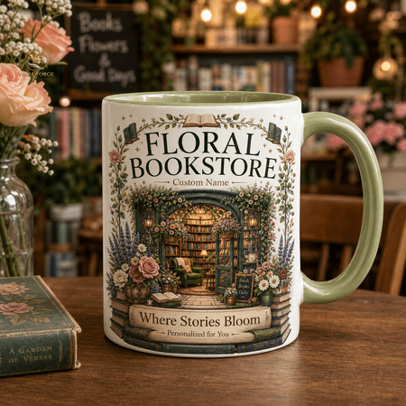 Floral Bookstore Mug Personalized Book Lover Gift for Readers & Librarians