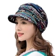 thumbnail image 2 of Meidiya Short Brim Women Cap Warm Foldable Earflap Ethnic Style Floral Print Autumn Winter Hat Daily Clothing, 2 of 7