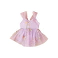thumbnail image 1 of xiaxaixu Barboteuse pour Bébés Filles, Robe Patchwork Brodée Sans Manches Fleurs Papillon Tulle, 1 of 9
