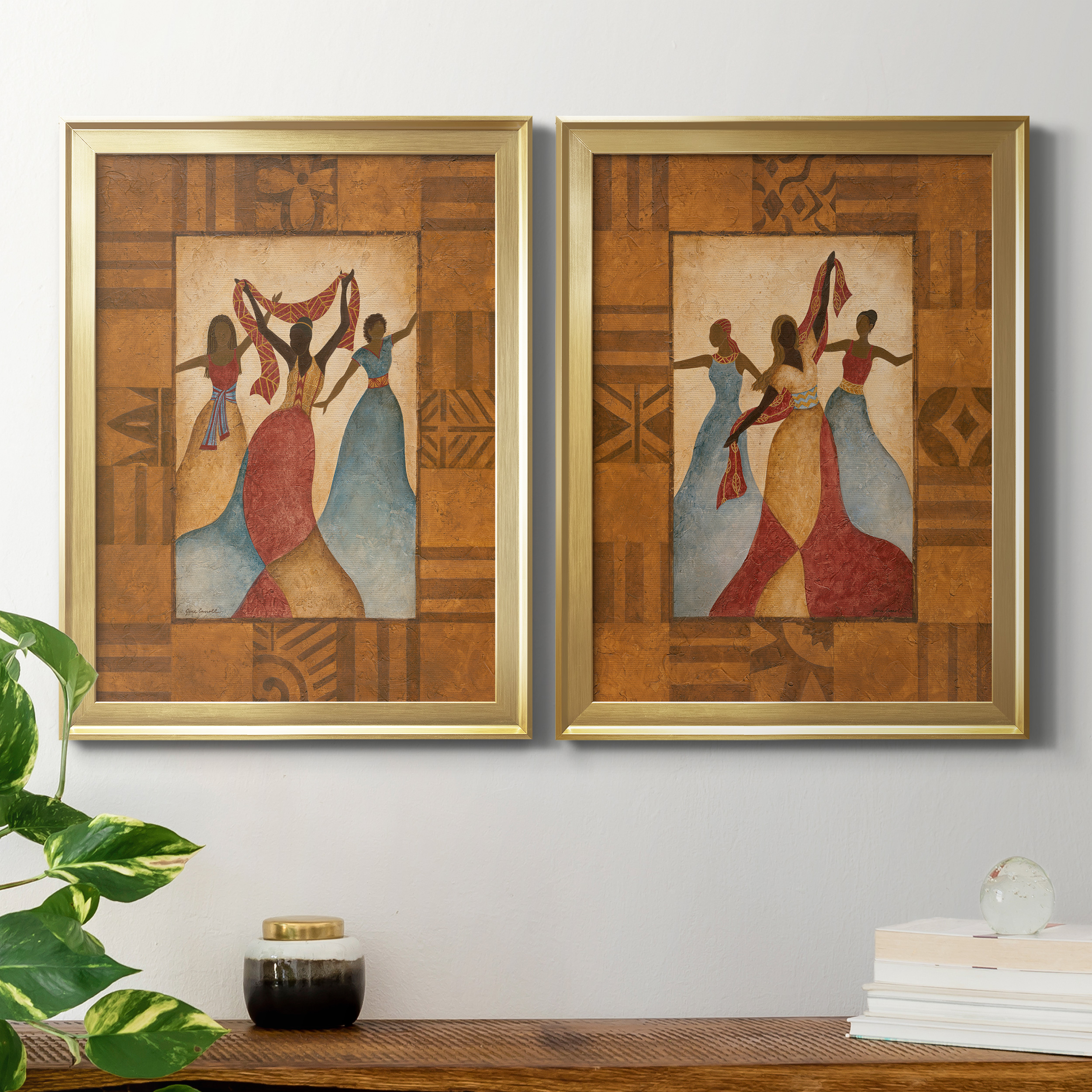 2 Piece Set Rhythm Premium Framed Canvas - Ready to Hang - 22.5 x 30.5 Each - Gold Frame