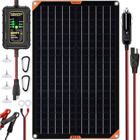 SUNAPEX 30W Flexible Solar Panel with MPPT Charge Controller Solar Battery Char