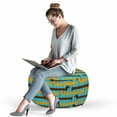 thumbnail image 2 of Dogs Pouf Cover with Zipper, Vertically Striped Blue Background with Bedger Dogs Dachsund Puppies, Soft Decorative Fabric Unstuffed Case, 30" W X 17.3" L, Pale Blue Brown, by Ambesonne, 2 of 5