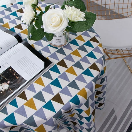 

THREN Round Cotton Table Cloths Linen Cover Party Tableware Desk Home Kitchen Decor Waterproof Anti Wrinkle Dirt Table Cover Home Decor for Dining Kitchen Garden Parties Holiday Dinner