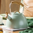 thumbnail image 1 of Kitchen Whistling Kettle Teapot Kettle 3L Large Capacity with Wooden Handle Tableware Light Green, 1 of 7
