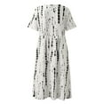 thumbnail image 5 of IDALL Summer Dresses,Casual Dresses Women Summer Casual Print Round Neck Short Sleeve Loose Dress Bohemian Summer Beach Dress With Pocket Flowy Dresses,Petite Dresses,Vacation Dresses Black Dress XL, 5 of 7