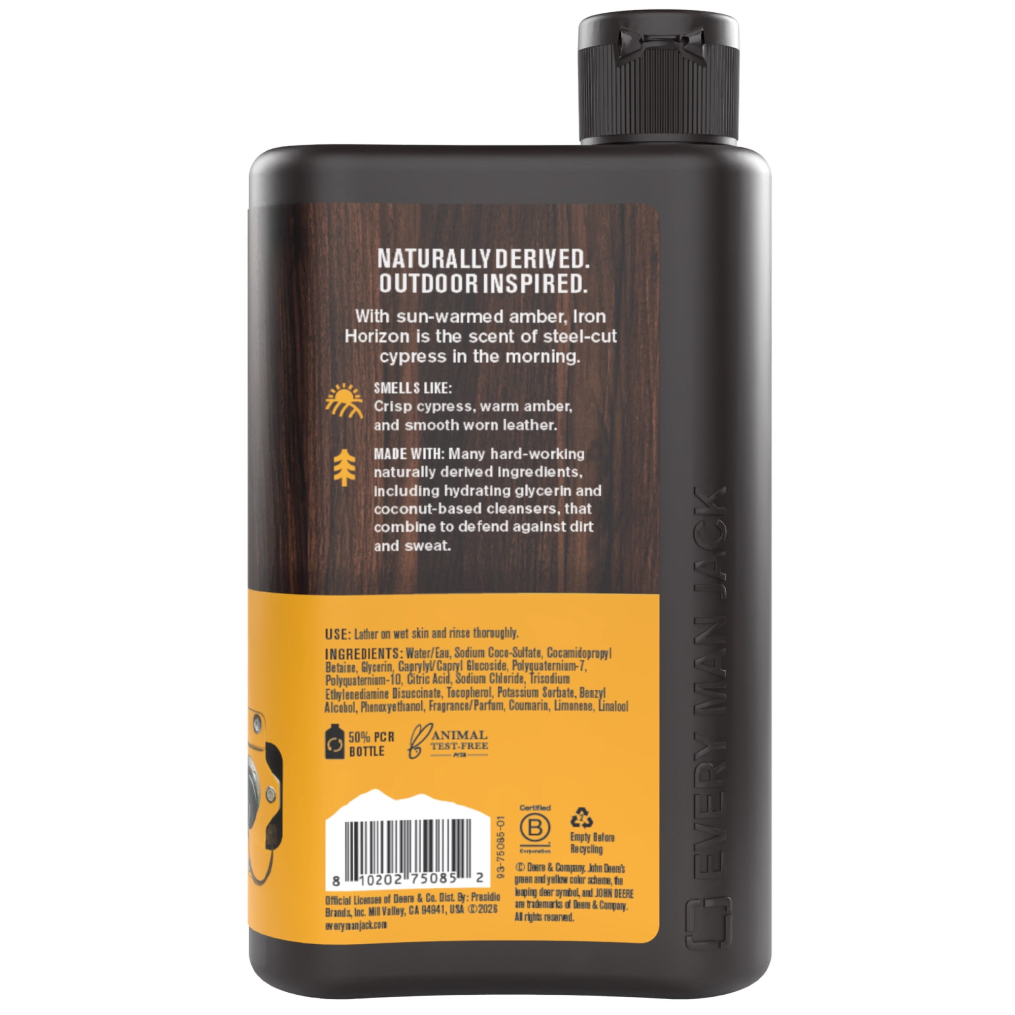 Every Man Jack Limited Edition John Deere Collection, Hydrating Men's Body Wash, Iron Horizon scent, 13.5 oz