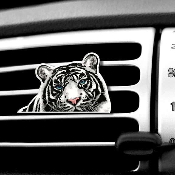 WIRESTER Car Air Freshener Fragrance Vent Clip Interior Decoration for Cars with Lemon Scented Pad - White Tiger