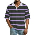 thumbnail image 2 of Hearthz S-4XL Striped Golf Shirt for Men Short Sleeve Casual Color Block Collared Men's Shirts Button Down Waffle Knit Mens Polo Shirt, 2 of 6