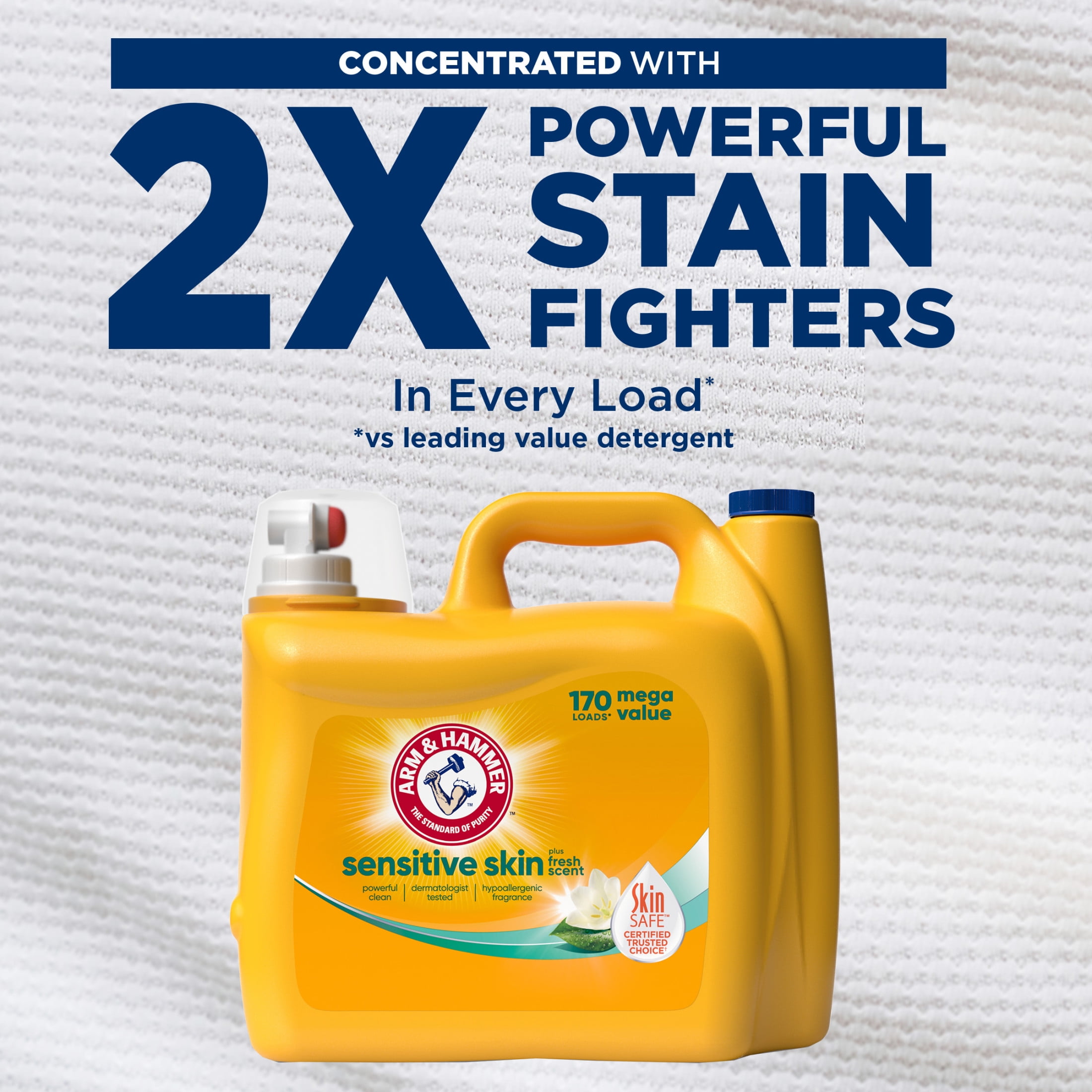 ARM & HAMMER Sensitive Skin Plus Fresh Scent Liquid Laundry Detergent 170 fl oz, 170 Loads