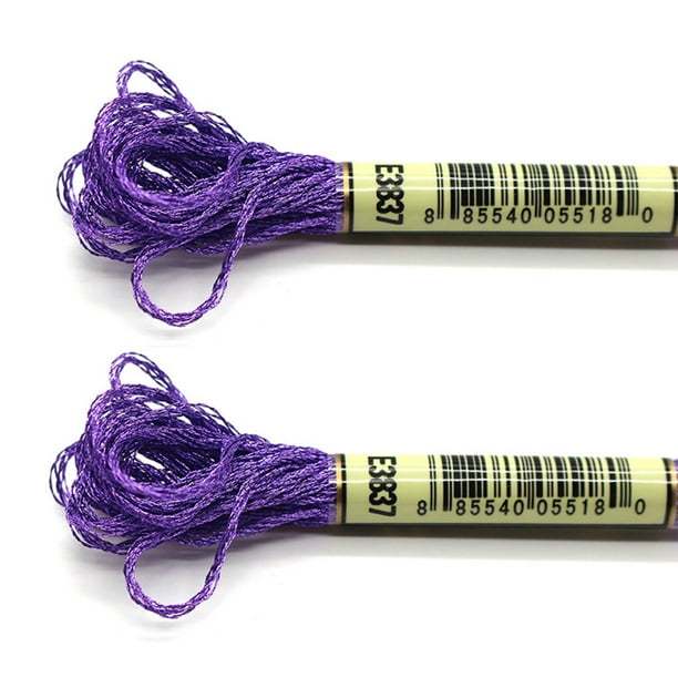 Yuarrent Hilo de bordar de 2 piezas, accesorios metálicos para bricolaje, suministros de hilo para manualidades, ovillos de costura, hermosas Artesanía morado oscuroE3837