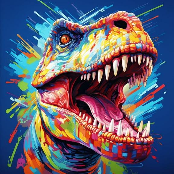 Colorful Dinosaur DIY 5D Diamond Art Painting by Number Kits for Adults Paint with Full Drill Round Diamond Gems Painting Art Craft for Home Wall Decor 13.8x13.8inch