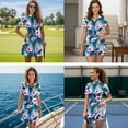 thumbnail image 3 of Uorisanigo Hawaii Hibiscus Matching Couple Outfits Golf Shirts for Men Short Sleeve 1/4 Zip Up Dry Fit Collared Tops and Womens Golf Dress with Shorts Pockets Sports Dress with Pockets, 3 of 8