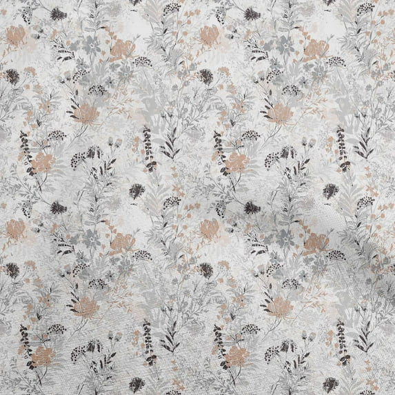 oneOone Silk Tabby Brown Fabric Floral Sewing Fabric By The Yard Printed Diy Clothing Sewing Supplies 42 Inch Wide