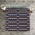 thumbnail image 3 of Ambesonne Ethnic Quilted Bedspread Set 3 Pcs, Horizontal Irregular Stripes, Queen Size, Indigo Ginger White, 3 of 3
